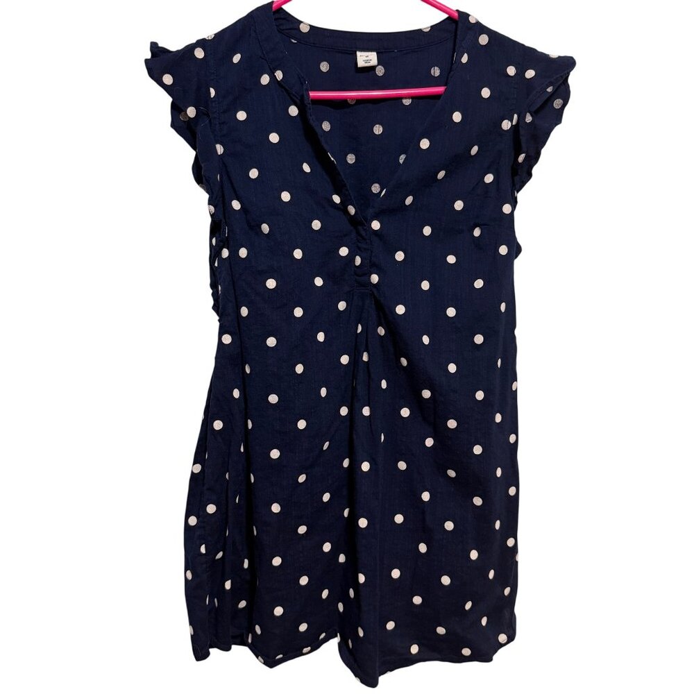 Old Navy Maternity Navy Polka Dot Blouse Short Sleeve